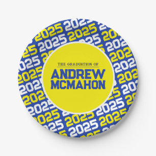 Blue and Yellow Personalised Graduation Paper Plate
