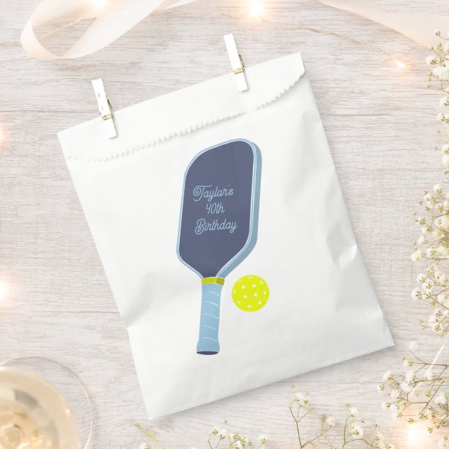 Blue and Yellow Pickleball Paddle Personalised Favour Bag (Clipped)