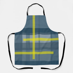 Blue and yellow plaid pattern apron
