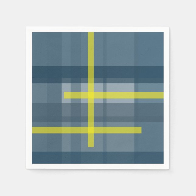 Blue and yellow plaid pattern napkin (Front)