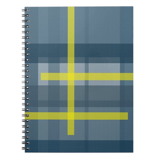 Blue and yellow plaid pattern notebook (Front)