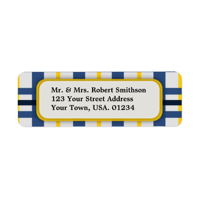 Blue and Yellow Plaid Return Address Labels (Front)