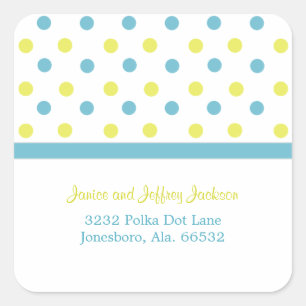Blue and Yellow: Polka Dot Address Sticker