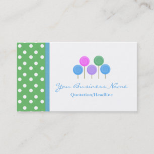 Blue and Yellow Polka Dot  Candy Business Card