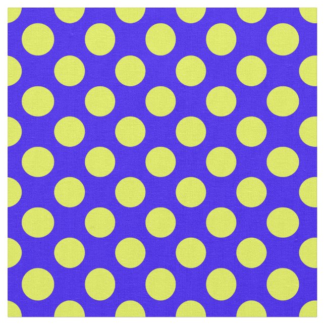 Blue and Yellow Polka Dot Fabric (Close Up)