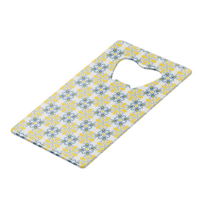 Blue and yellow pretty Portuguese tiles pattern (Front Angled)