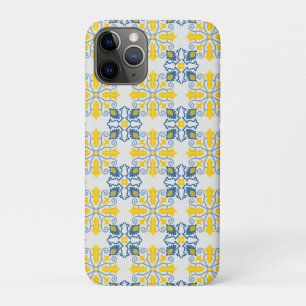 Blue and yellow pretty Portuguese tiles pattern iPhone 11 Pro Case