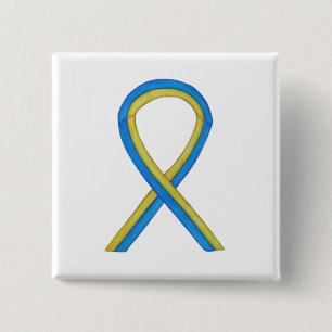 Blue and Yellow Ribbon Awareness Custom Pin