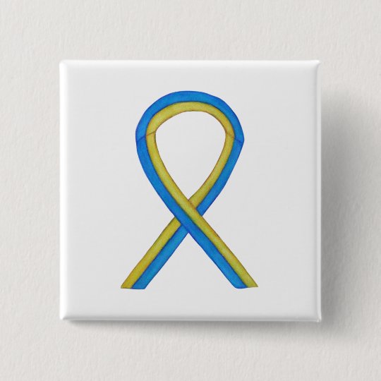 Blue and Yellow Ribbon Awareness Custom Pin