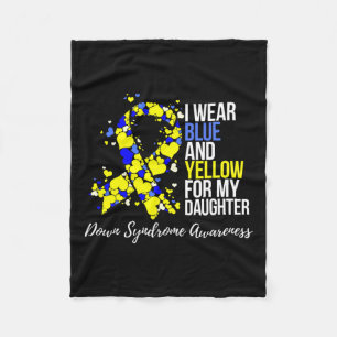 Blue And Yellow Ribbon Down Syndrome Awareness Fleece Blanket
