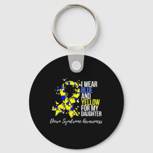 Blue And Yellow Ribbon Down Syndrome Awareness  Key Ring