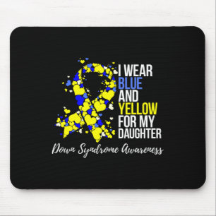 Blue And Yellow Ribbon Down Syndrome Awareness  Mouse Pad