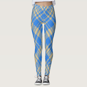 Blue and Yellow Scottish Tartan Plaid Leggings