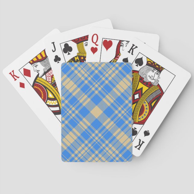 Blue and Yellow Scottish Tartan Plaid Playing Cards (Back)