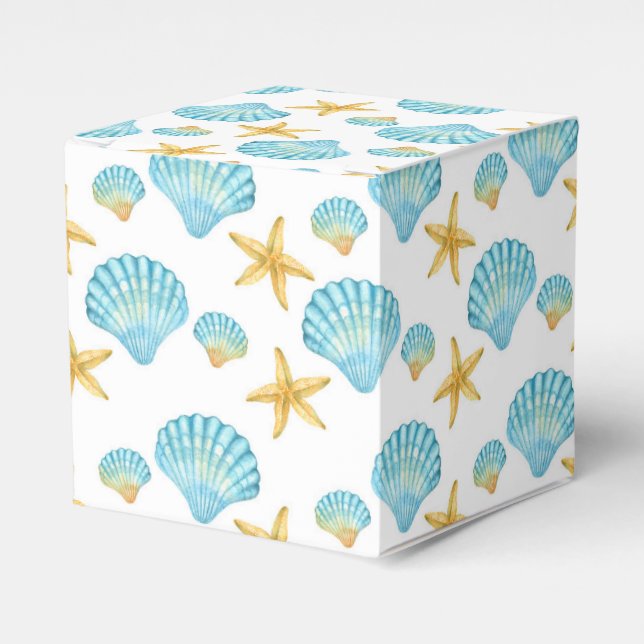 Blue and Yellow Sea Life Nautical Favour Box (Front Side)