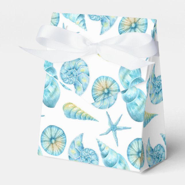 Blue and Yellow Sea Life Nautical Favour Box (Front Side)