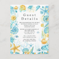 Blue and Yellow Sea Life Wedding Guest Details