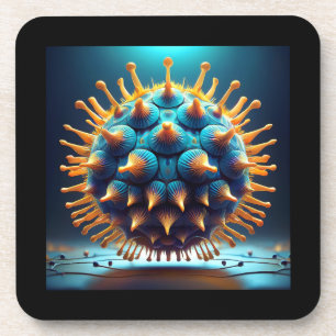 Blue And Yellow Spore Ball Coaster