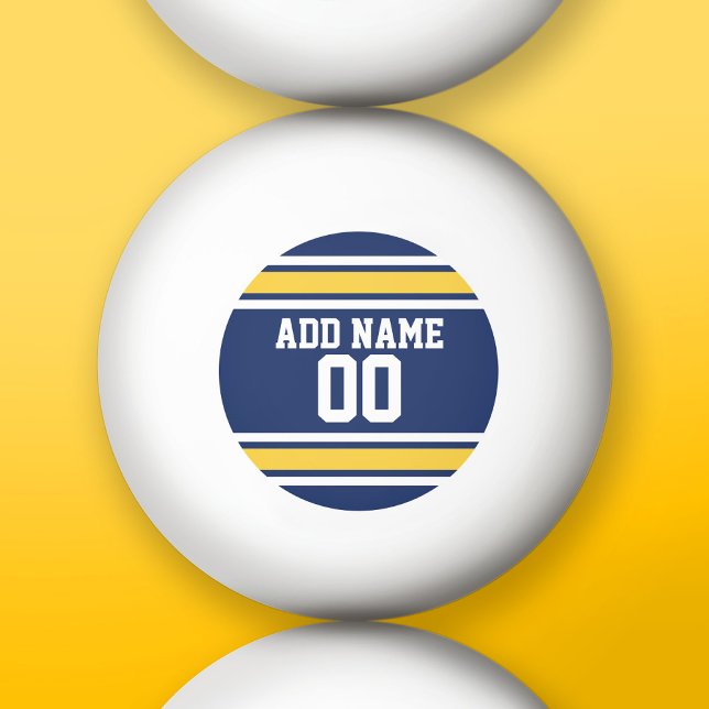 Blue and Yellow Sports Jersey Custom Name Number Ping Pong Ball (Custom Ping Pong Balls)