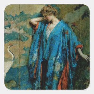 Blue and Yellow Square Sticker