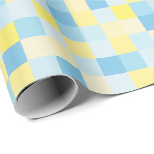 Blue and Yellow Squares Wrapping Paper
