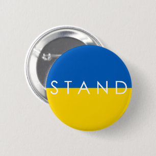 Blue and Yellow Stand with Ukraine  6 Cm Round Badge