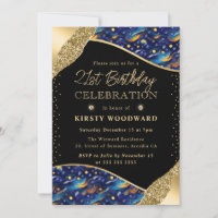 Blue and Yellow Starry Night 21st Birthday