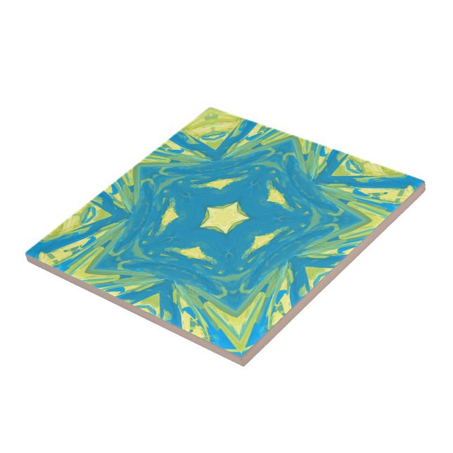 Blue and Yellow Stars Ceramic Tile (Side)