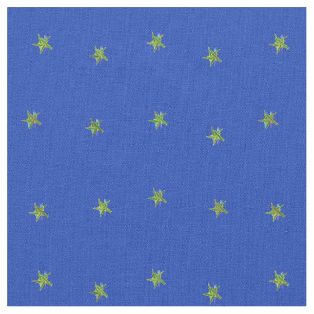 Blue and Yellow Stars Fabric (Close Up)