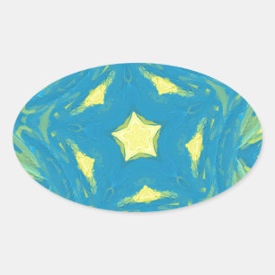 Blue and Yellow Stars Oval Sticker