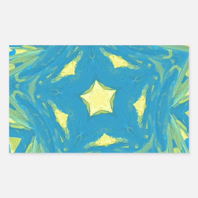 Blue and Yellow Stars Rectangular Sticker (Front)