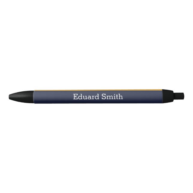 Blue and Yellow Stripes Black Ink Pen (Front)