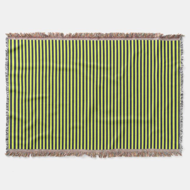 Blue and yellow stripes pattern throw blanket (Front)