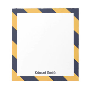Blue and Yellow Stripes Personalised Notepad