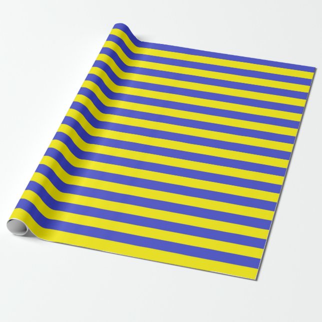 Blue and Yellow Stripes Wrapping Paper (Unrolled)