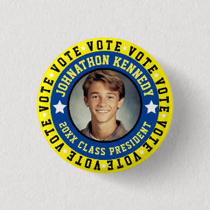 Blue and Yellow Student Body Campaign 3 Cm Round Badge