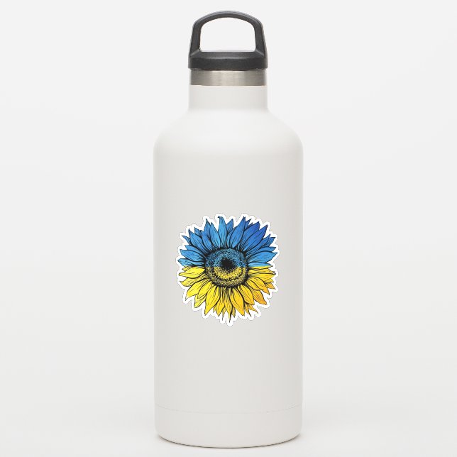 Blue and yellow sunflower in Ukrainian style (Waterbottle)