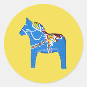 Blue and Yellow Swedish Dala Horse Sticker