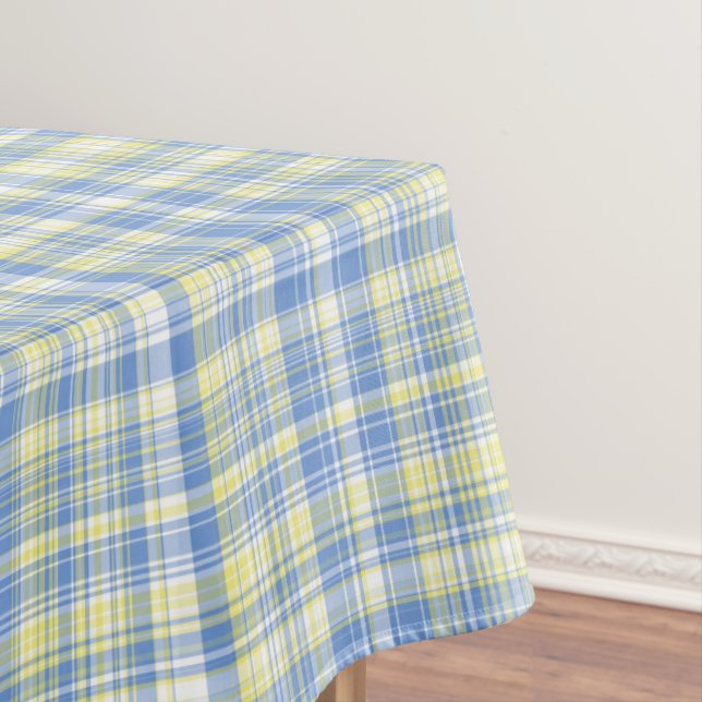 Blue and yellow tablecloths and tiles (In Situ)