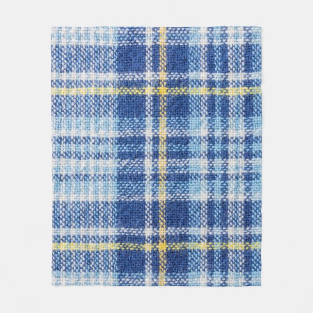 Blue and yellow tartan or plaid background for fas fleece blanket (Front)