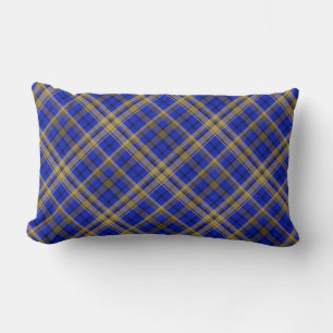 Blue and yellow tartan plaid. lumbar cushion
