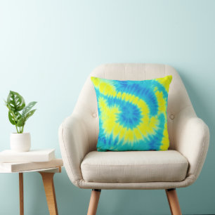 Blue and Yellow Tie Dye Cushion