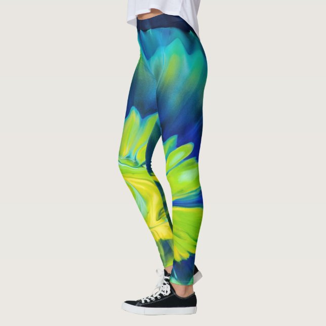 Blue and Yellow Tie Dye Leggings (Left)