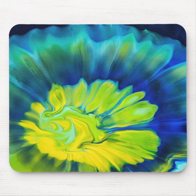 Blue and Yellow Tie Dye Mouse Pad (Front)