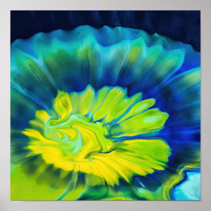 Blue and Yellow Tie Dye Poster