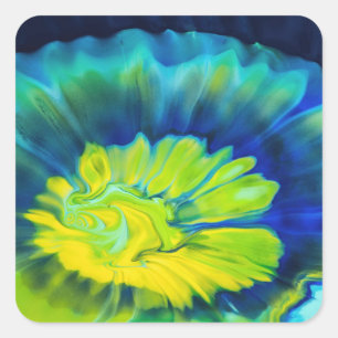 Blue and Yellow Tie Dye Square Sticker