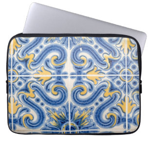 Blue and yellow tile, Portugal Laptop Sleeve
