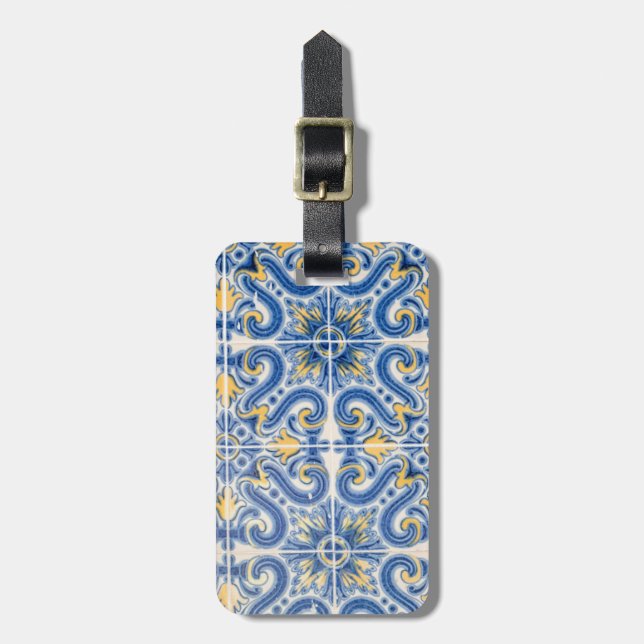 Blue and yellow tile, Portugal Luggage Tag (Front Vertical)