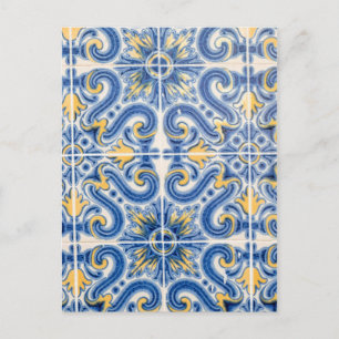 Blue and yellow tile, Portugal Postcard