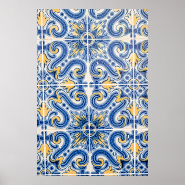 Blue and yellow tile, Portugal Poster (Front)